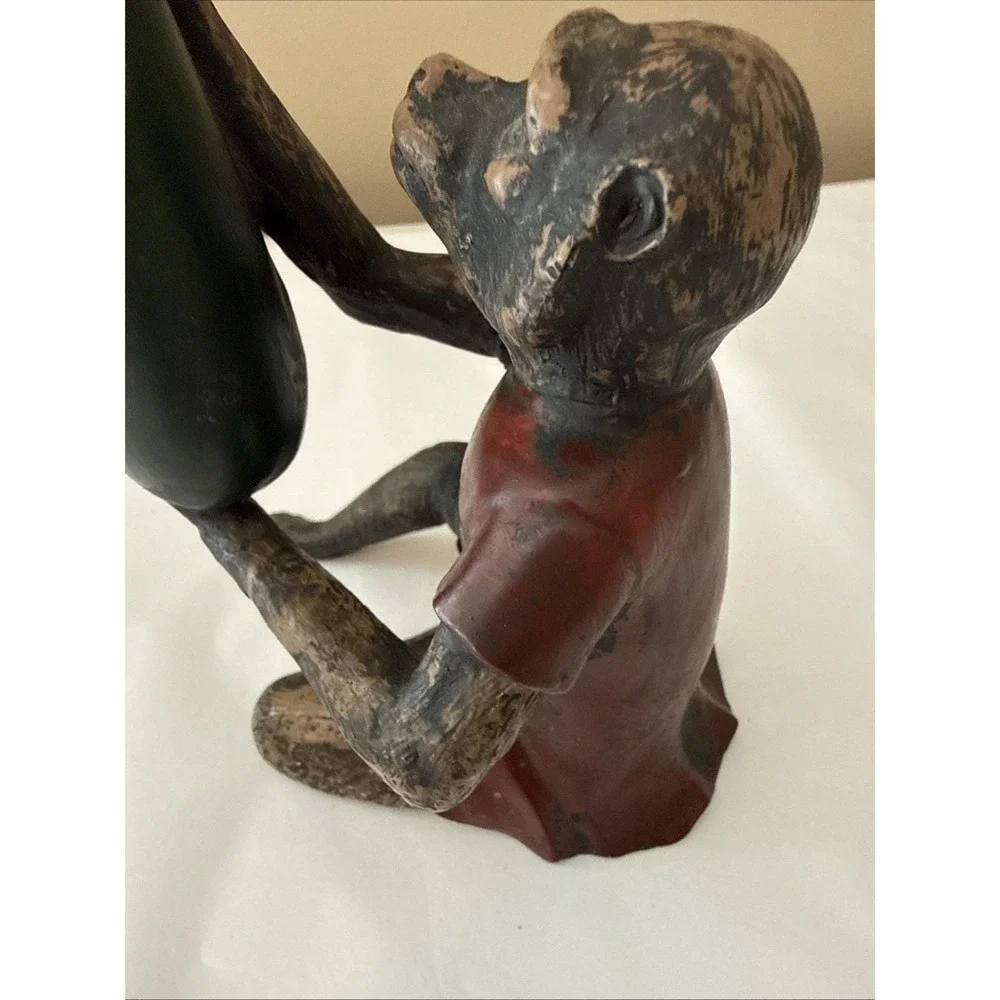 Vtg Bill Huebbe STYLE Butler Monkey in Red Coat Candlestick Candle Holder